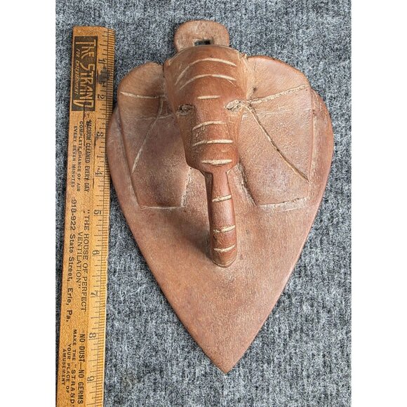 Handcrafted Elephant Wall Hanging Carved Wood Art from Kenya Decorative - Picture 5 of 6